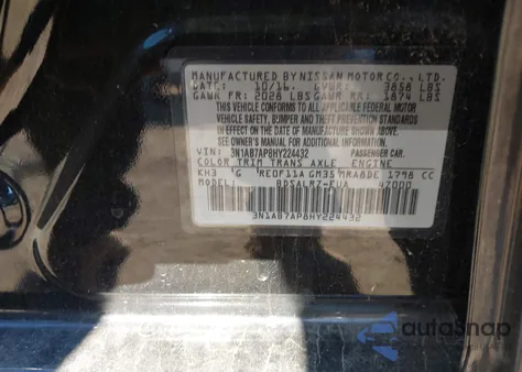 2017 Nissan Sentra Sr z USA, uszkodzony, nr VIN 3N1AB7AP8HY224432